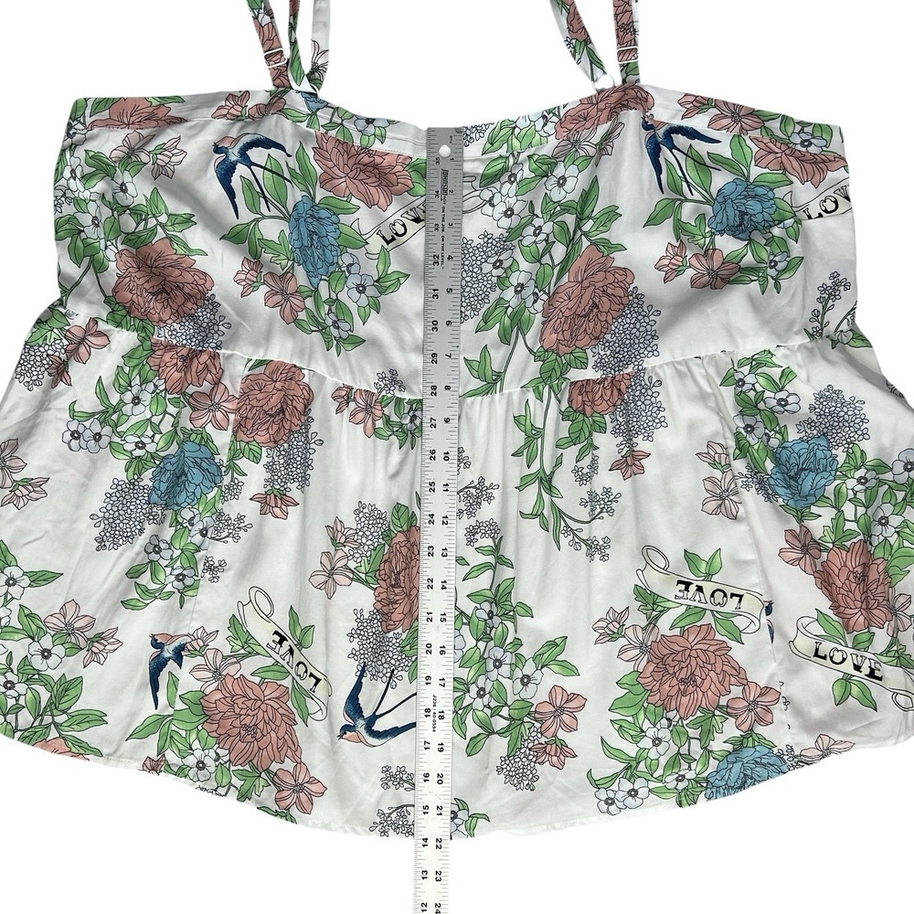 TORRID Babydoll Tank sz 3X (22/24) Challis Square Neck Floral Cloud Dancer NWT - Picture 6 of 10